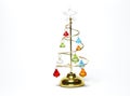 Decorative Metal Christmas tree with plastic decorations of different colors in shape of diamonds Royalty Free Stock Photo