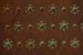 Metal ancient background with green iron decorative figures Royalty Free Stock Photo