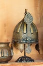 Decorative metal  Helmets Of  Warriors Of Turkish Ottoman Time Royalty Free Stock Photo