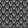 Decorative mexican skulls seamless pattern Royalty Free Stock Photo