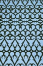 Decorative moroccan grid closeup in blue sky