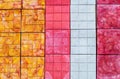 Decorative multi colored tile for the sidewalk square stone Royalty Free Stock Photo