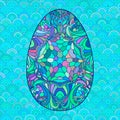Decorative multicolor blue Easter egg. Royalty Free Stock Photo
