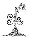Decorative Music notes  background . Sketch vector illustration Royalty Free Stock Photo