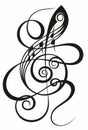 Decorative musical symbol note background icon.Tattoo music symbol.Tribal vector design. Royalty Free Stock Photo