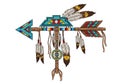 Decorative Native American-style arrow design featuring intricate beadwork patterns Royalty Free Stock Photo