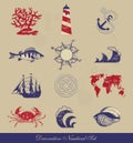 Decorative Nautical Set Royalty Free Stock Photo