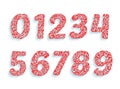 Decorative numbers font. Floral ornament in all numbers shapes.