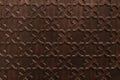 Decorative old wooden carved wall panelling, ceiling. Hand drawn ornamental blue Moroccan star shaped pattern. Ramadan