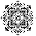 Decorative ornament in ethnic oriental style. Circular pattern in form of mandala for Henna, Mehndi, tattoo, decoration