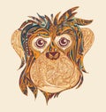 Decorative ornamental head of monkey.Symbol of the Year 2016 by