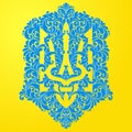 Decorative ornamental national symbol emblem coat of arms Ukraine Ethnic Ukrainian pattern Trident.