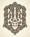 Decorative ornamental national symbol emblem coat of arms Ukraine Ethnic Ukrainian pattern Trident in vintage style.