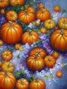 Decorative ornamental orange pumpkins. A jack-o'-lantern or jack o'lantern. Halloween or Hallowe'en Royalty Free Stock Photo