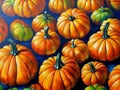 Decorative ornamental orange pumpkins. A jack-o'-lantern or jack o'lantern. Halloween or Hallowe'en Royalty Free Stock Photo