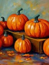 Decorative ornamental orange pumpkins. A jack-o'-lantern or jack o'lantern. Halloween or Hallowe'en Royalty Free Stock Photo