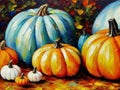 Decorative ornamental orange pumpkins. A jack-o'-lantern or jack o'lantern. Halloween or Hallowe'en Royalty Free Stock Photo