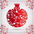 Decorative ornamental pomegranate made of swirl doodles for Rosh Hashanah greeting card, Jewish New Year. Rosh hashana, sukkot Royalty Free Stock Photo