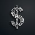 Decorative ornamental silver dollar symbol Royalty Free Stock Photo