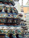 Decorative ornaments on stupa and wall of historic WAT PHO temple, BANGKOK Royalty Free Stock Photo