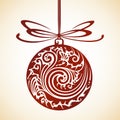 Decorative ornate Christmas ball and bow