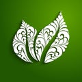 Decorative ornate leaf icon logo. Vector illustration. Eco design.