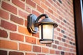 decorative outdoor light fixture on red brick wall Royalty Free Stock Photo