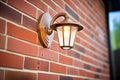 decorative outdoor light fixture on red brick wall Royalty Free Stock Photo