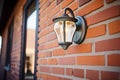 decorative outdoor light fixture on red brick wall Royalty Free Stock Photo