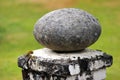 Decorative oval boulder in a park