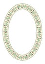 Decorative oval frame with flower design. Style of traditional Mexican embroidery Otomi Tenango. Royalty Free Stock Photo