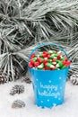 Decorative pail of Christmas candy