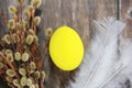 Decorative painted yellow Easter egg Royalty Free Stock Photo