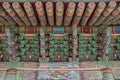 Decorative painting on the roof of a building in the Singheung-ha temple in the Seoraksan National Park in South Korea