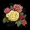 Decorative painting of roses flowers bouquet