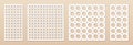 Decorative panel for laser cutting. Cnc pattern set. Circular grid texture Royalty Free Stock Photo