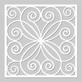 Decorative panel laser cutting. wooden panel. Modern chic geometric pattern flower. Ratio 1:1.