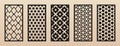 Decorative panels for CNC, laser cutting. Vector set of oriental patterns Royalty Free Stock Photo