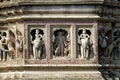 Decorative panels of Elephants and Mahut in stucco on the dome of laxmi narsihapur temple