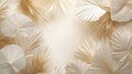 Elegant Beige and Gold Palm Leaf Fan Arrangement, Neutral Background, Minimalist Home Decor Royalty Free Stock Photo