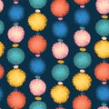 Party pom poms seamless repeat vector pattern