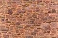 Decorative Pattern of ancient red stone wall background, texture. random size rock wall