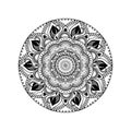 Decorative pattern circular line mandala art design with flowers for Henna, Mehndi, tattoo