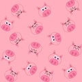 Decorative pattern of a cute pig with pink background - vector