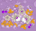 decorative pattern with flowers in orange and lilac backgrounds Royalty Free Stock Photo