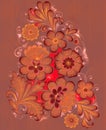 decorative pattern with flowers in orange red and coffee backgrounds Royalty Free Stock Photo