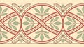 Decorative pattern with interlocking curved shapes and leaf motifs vector design Generative AI Royalty Free Stock Photo