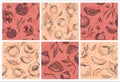 Decorative pattern set with pomergranate, peach