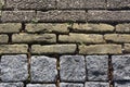 Decorative pattern of three different stone types used next to eachother