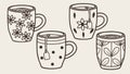 Decorative Patterned Coffee Mugs, Home Kitchenware, vector design Generative AI Royalty Free Stock Photo